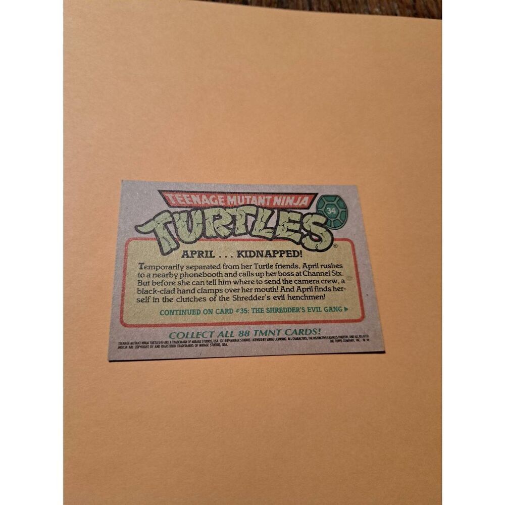 1989 Topps TMNT April Kidnapped Trading Card 34 Teenage Mutant Ninja Turtles - Picture 2 of 2